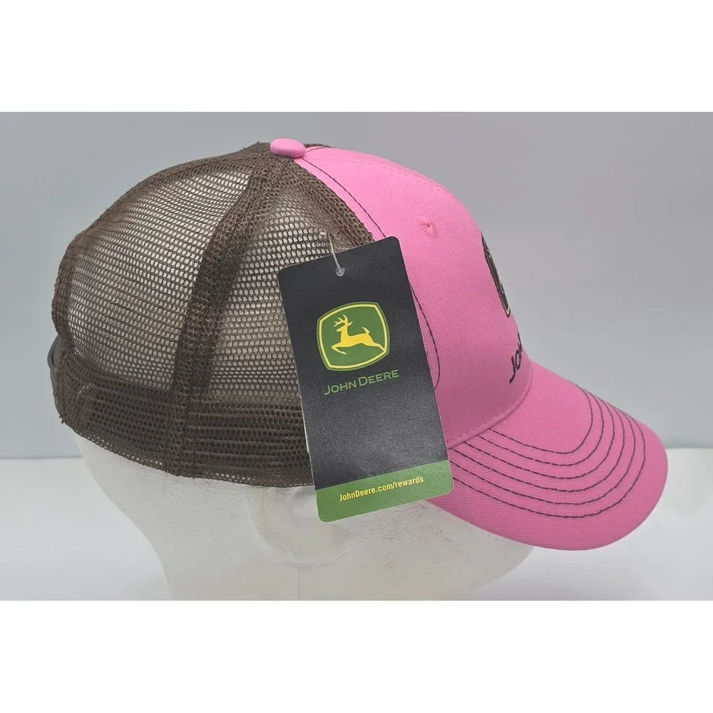 John Deere Pimk Trucker Hat Black Mesh‎ Snapback Cap Cary Francis Group NWT